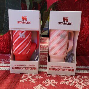 Stanley Holiday 2025 Ornament, Keychain Lot - Candy Cane & Strawbery, Tumbler